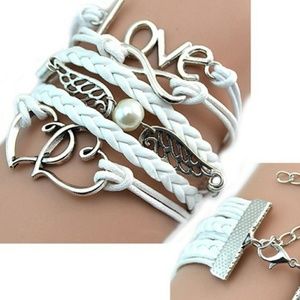 Women's Leather Infinity Multi Charm Bracelet